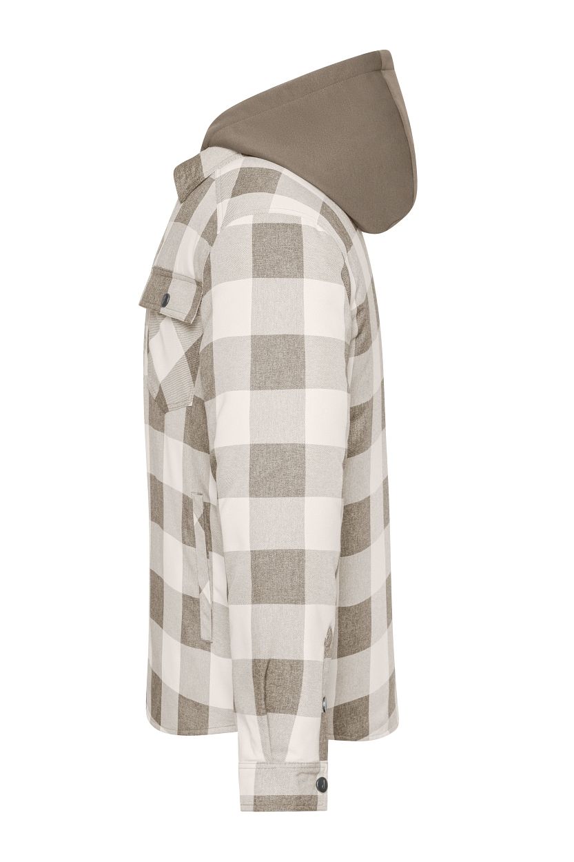 Workwear Check Shirt Jacket "JN1872" in Dusty-Brown/Cement, Größe 4XL - Daiber