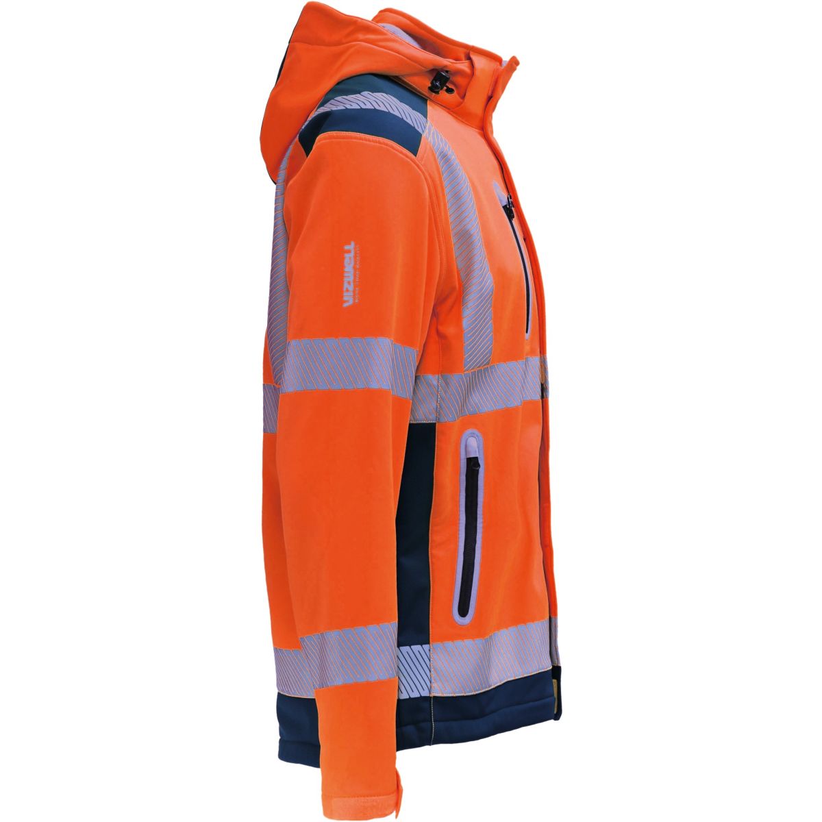 Kontrast-Softshelljacke leuchtorange-marine von Vizwell