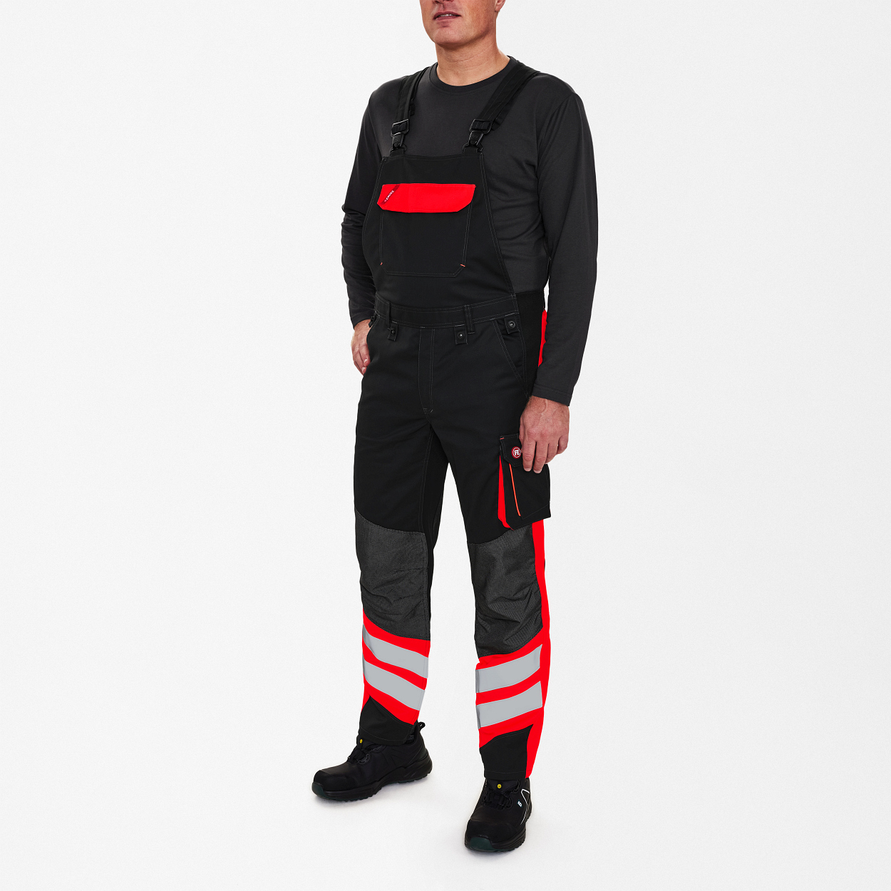 ENGEL Cargo Latzhose in Schwarz/Rot, Größe 106