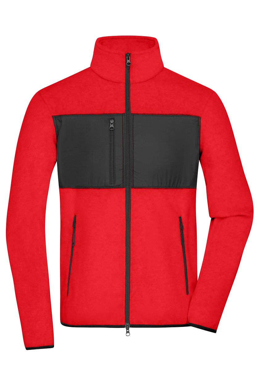 Men's Fleece Jacket GRS "JN1312" in Red/Black, Größe 3XL - Daiber
