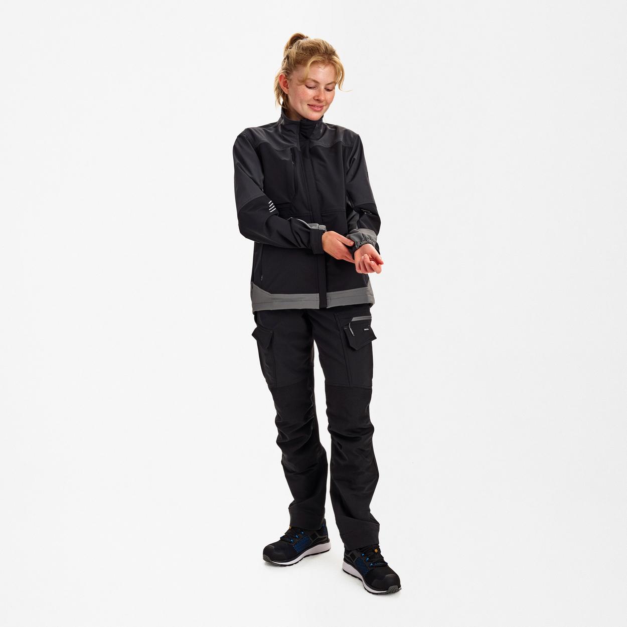 ENGEL Entire Damen Arbeitsjacke mit 4-Wege-Stretch in Schwarz/Anthrazit Grau, Größe XS