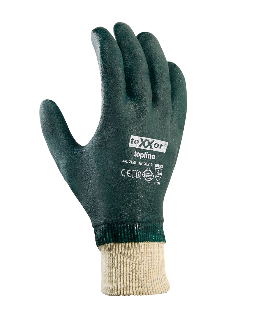 teXXor® PVC-Handschuhe GRÜN MIT STRICKBUND in Grün, Größe 10