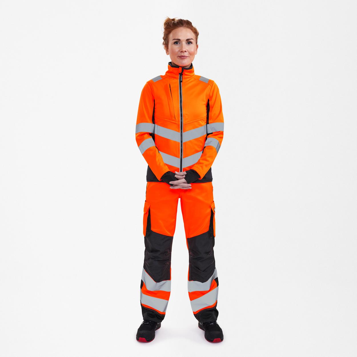 ENGEL Safety Damen Softshelljacke in Orange/Anthrazit Grau, Größe 2XL