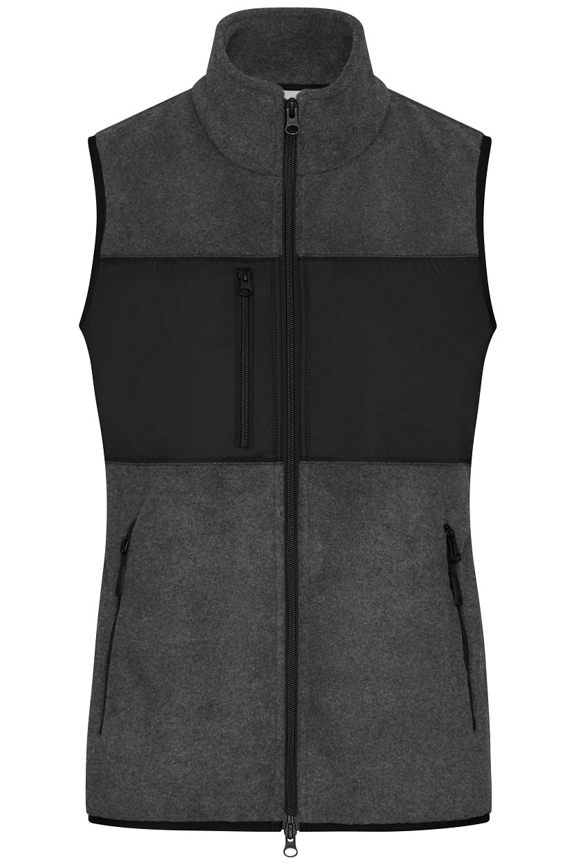 Ladies' Fleece Vest GRS "JN1309" in Dark-Melange/Black, Größe 2XL - Daiber
