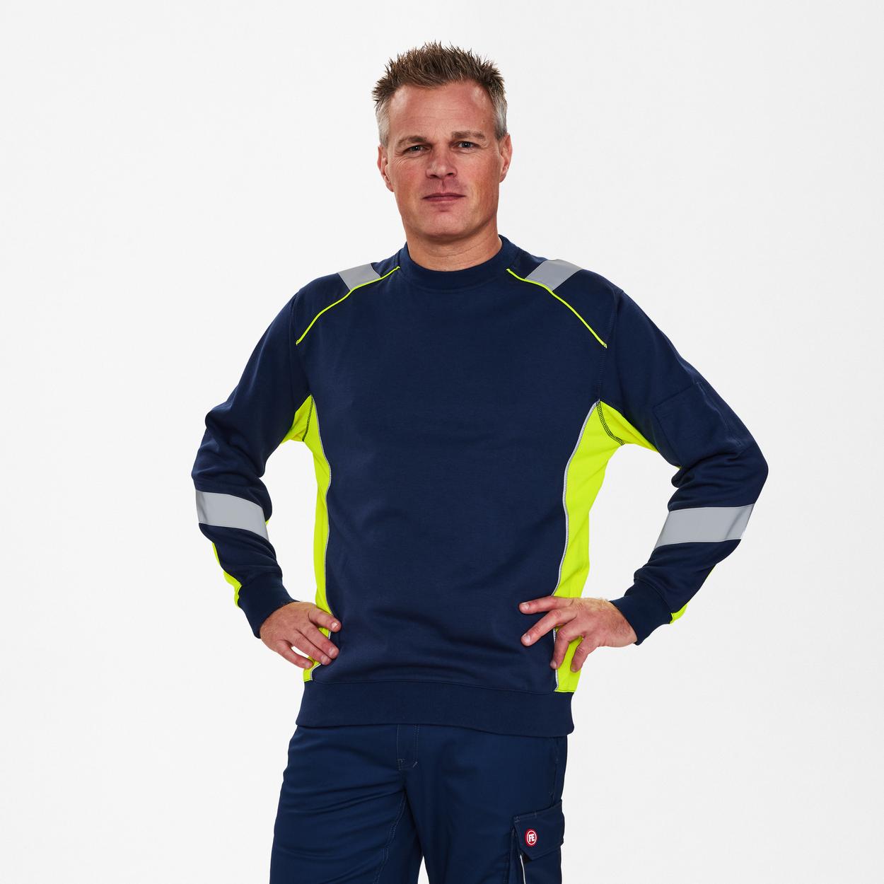 ENGEL Cargo Sweatshirt in Blue Ink/Gelb, Größe XS