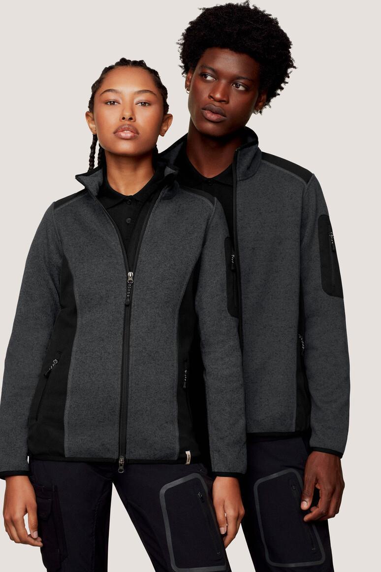HAKRO 836 Strickfleecejacke Dawson in Anthrazit meliert, Größe 3XL