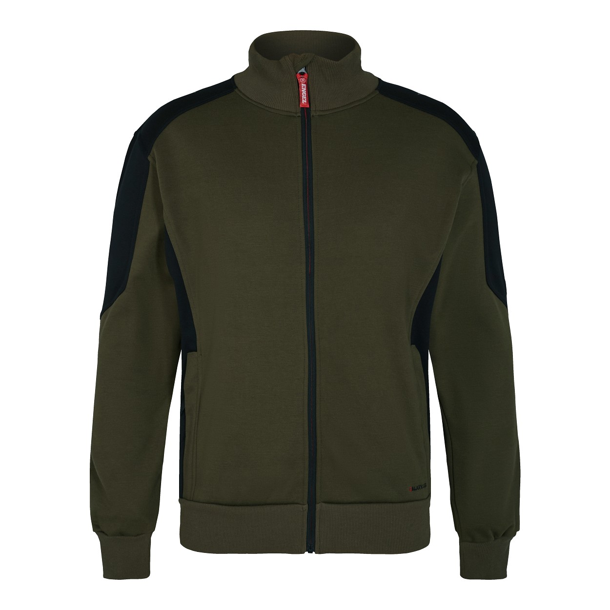 ENGEL Galaxy Sweatcardigan mit Kragen in Forest Green/Schwarz, Größe XS