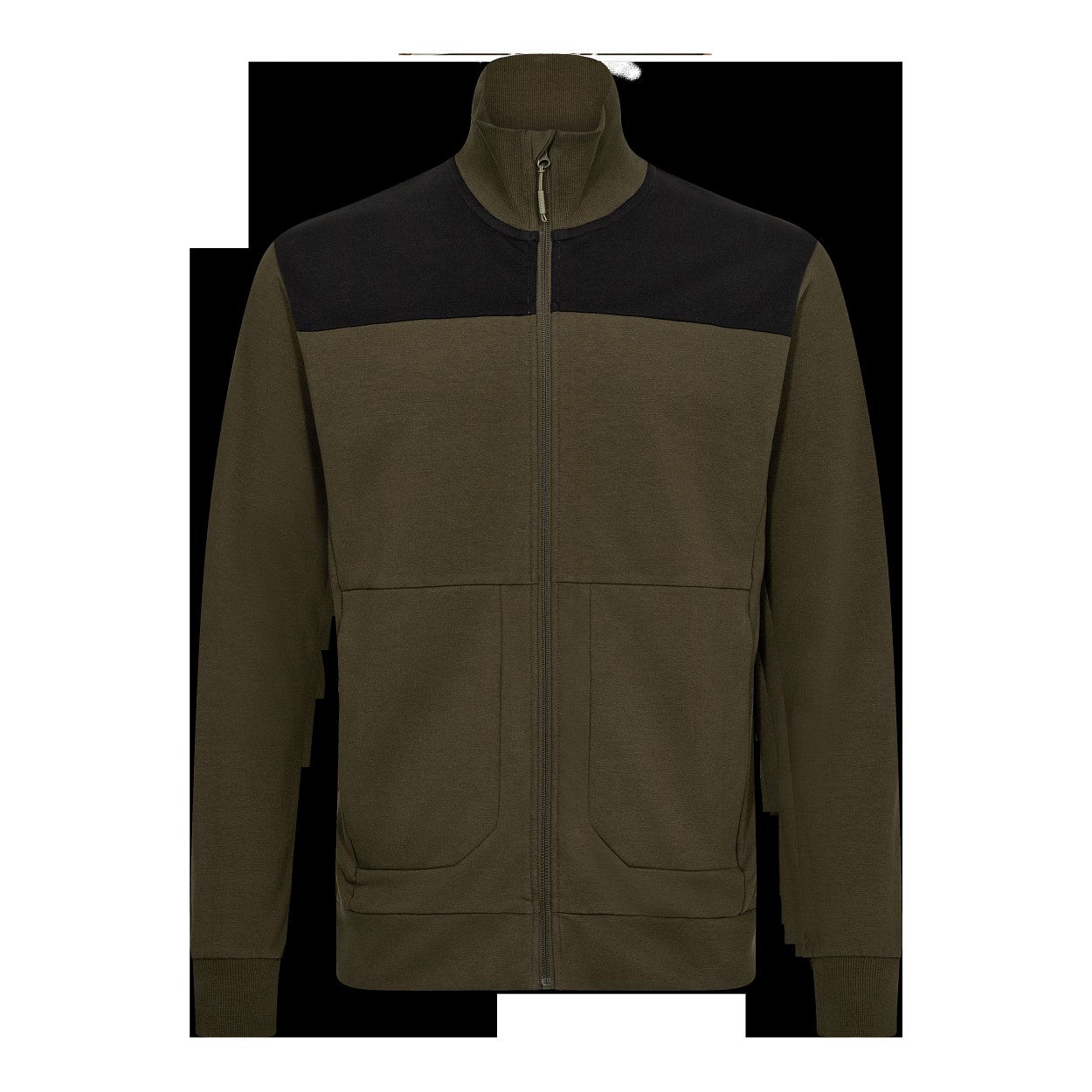 ENGEL Entire Sweatcardigan mit Kragen in Forest Green/Schwarz, Größe XS