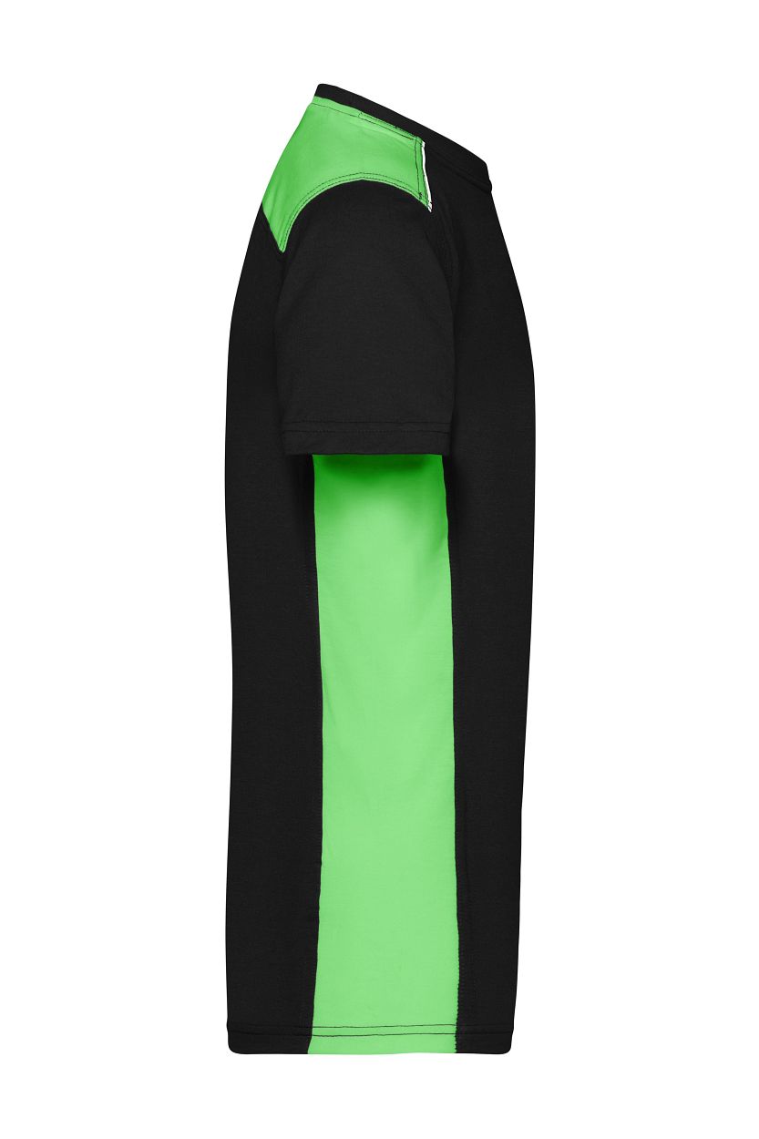 Men's Workwear T-Shirt - COLOR - "JN860" in Black/Lime-Green, Größe 6XL - Daiber
