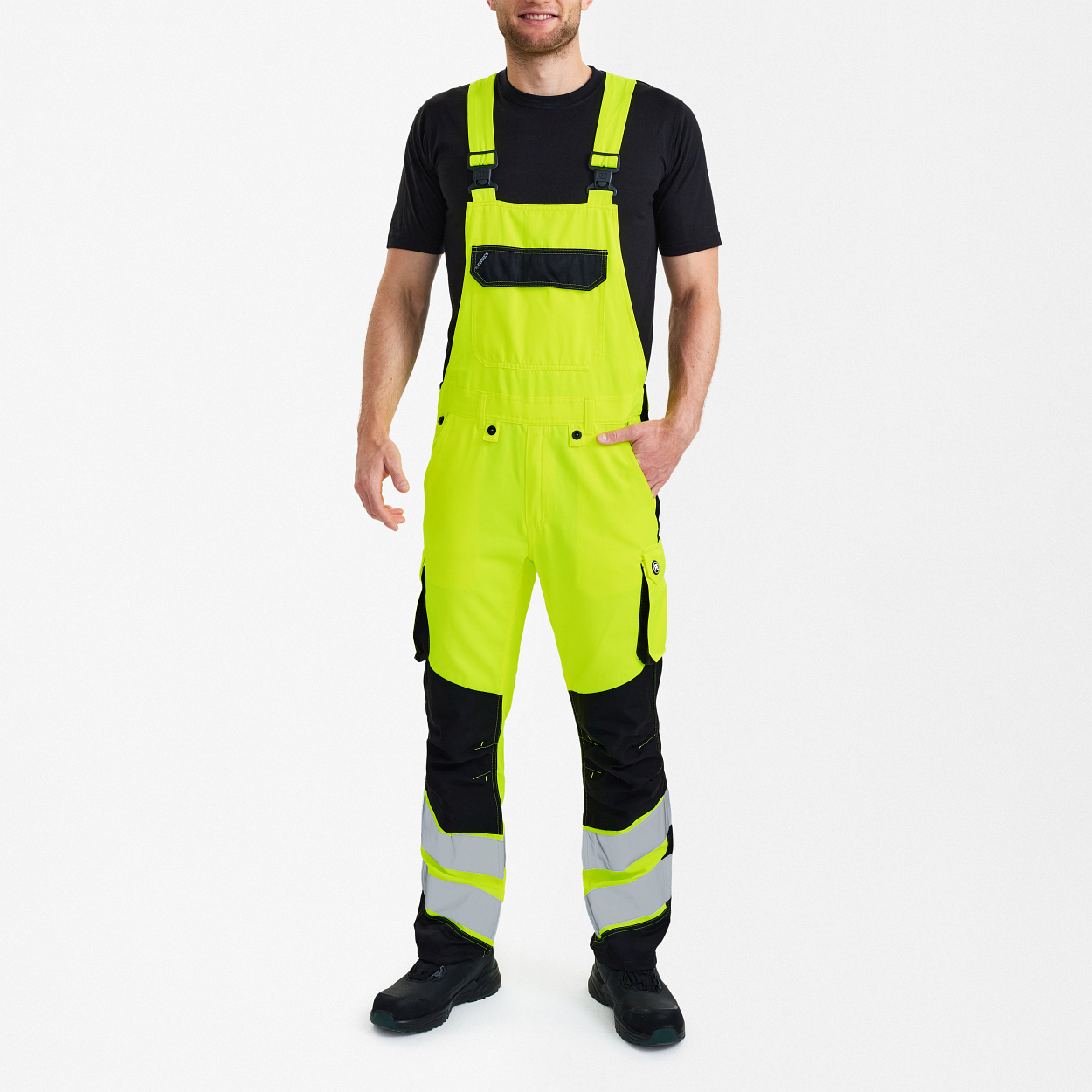 ENGEL Safety Light Latzhose in Gelb/Schwarz, Größe 106