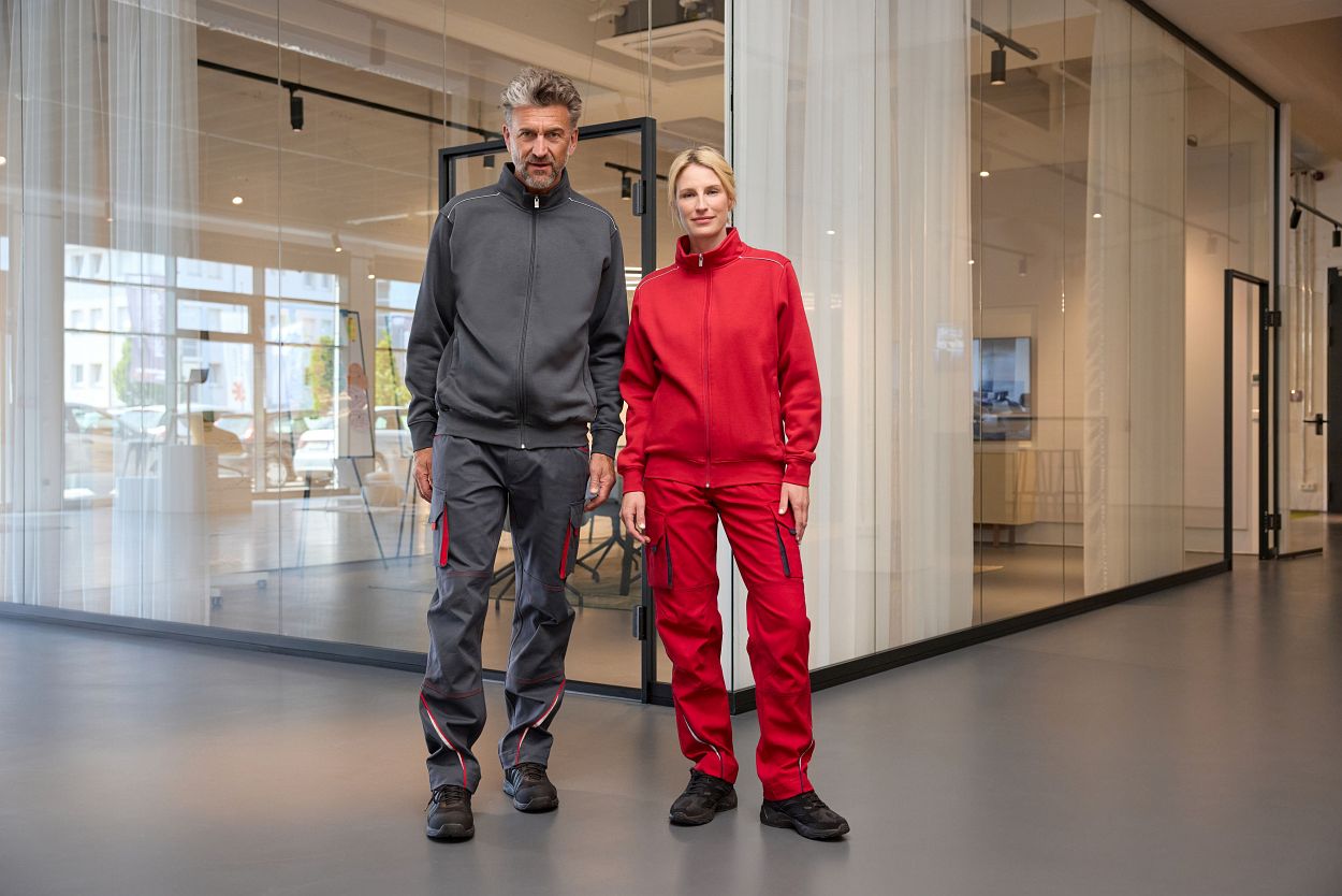 Workwear Sweat Jacket - SOLID - "JN894" in Red, Größe 6XL - Daiber