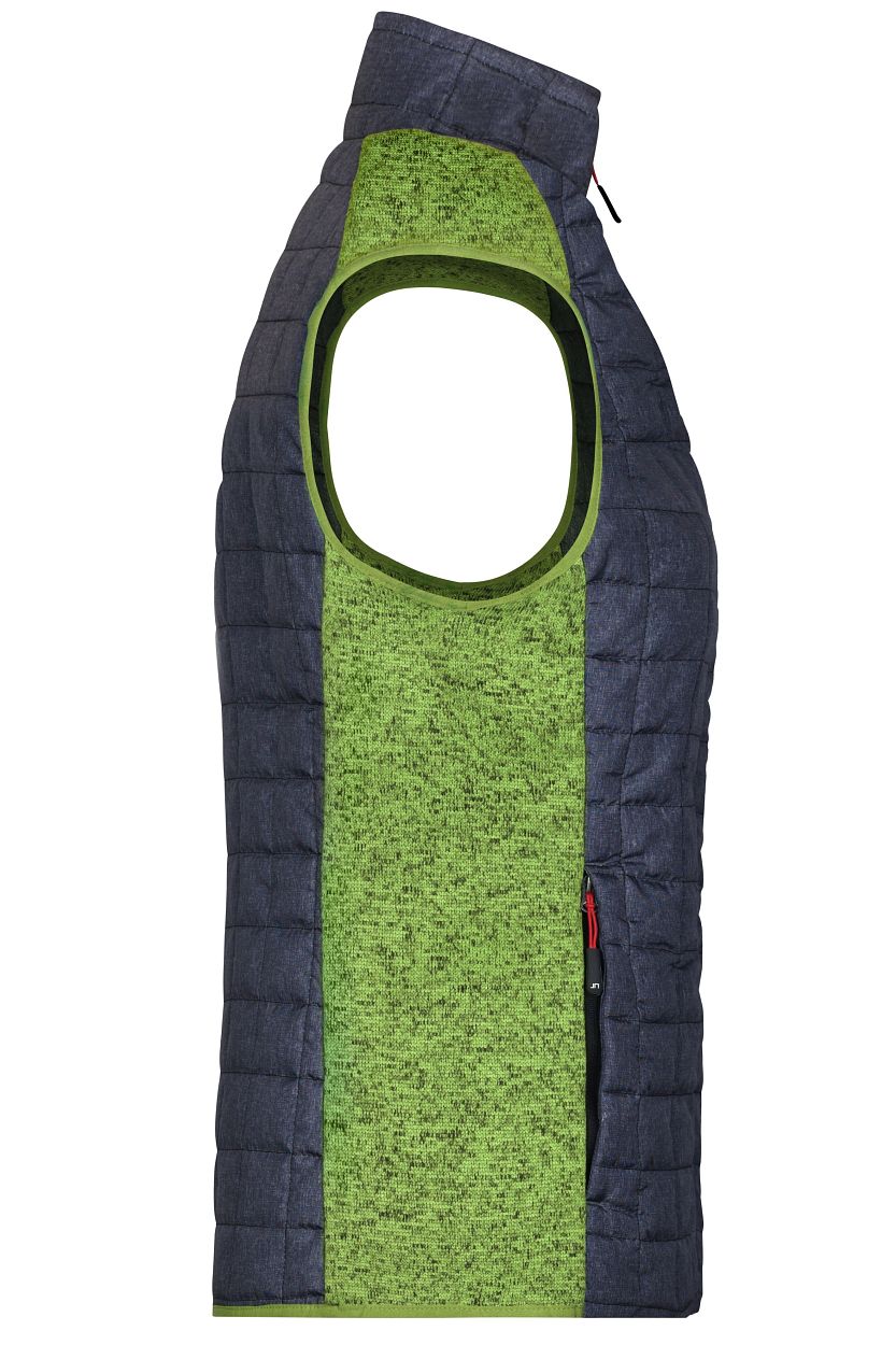 Ladies' Knitted Hybrid Vest "JN739" in Kiwi-Melange/Anthracite-Melange, Größe 2XL - Daiber