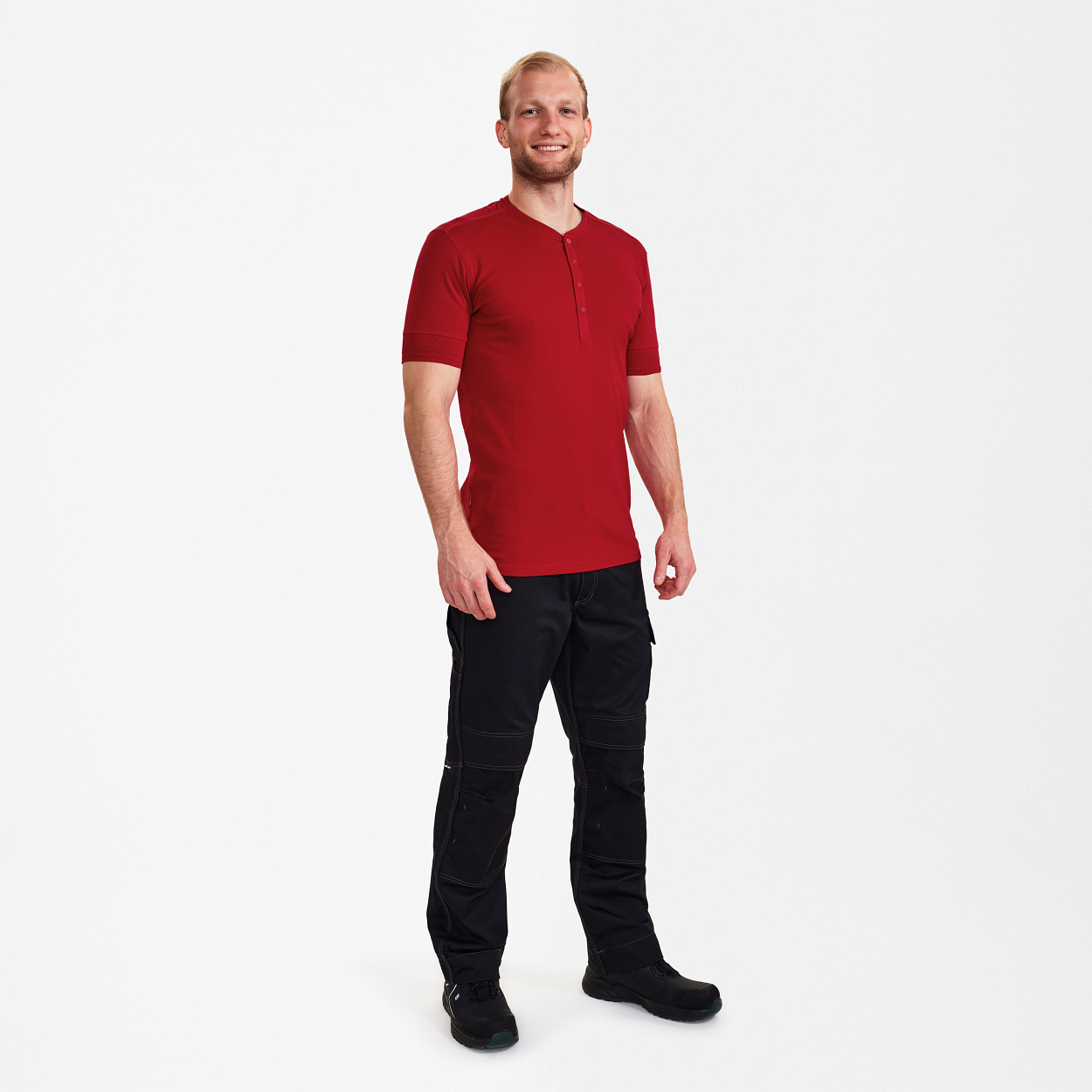 ENGEL Extend Grandad T-Shirt in Tomato Red, Größe 2XL