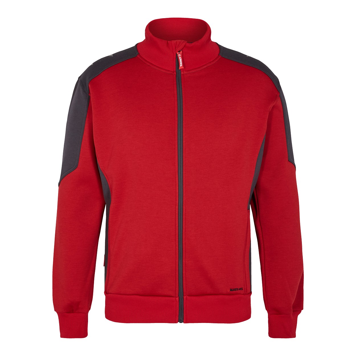 ENGEL Galaxy Sweatcardigan mit Kragen in Tomato Red/Anthrazit Grau, Größe XS