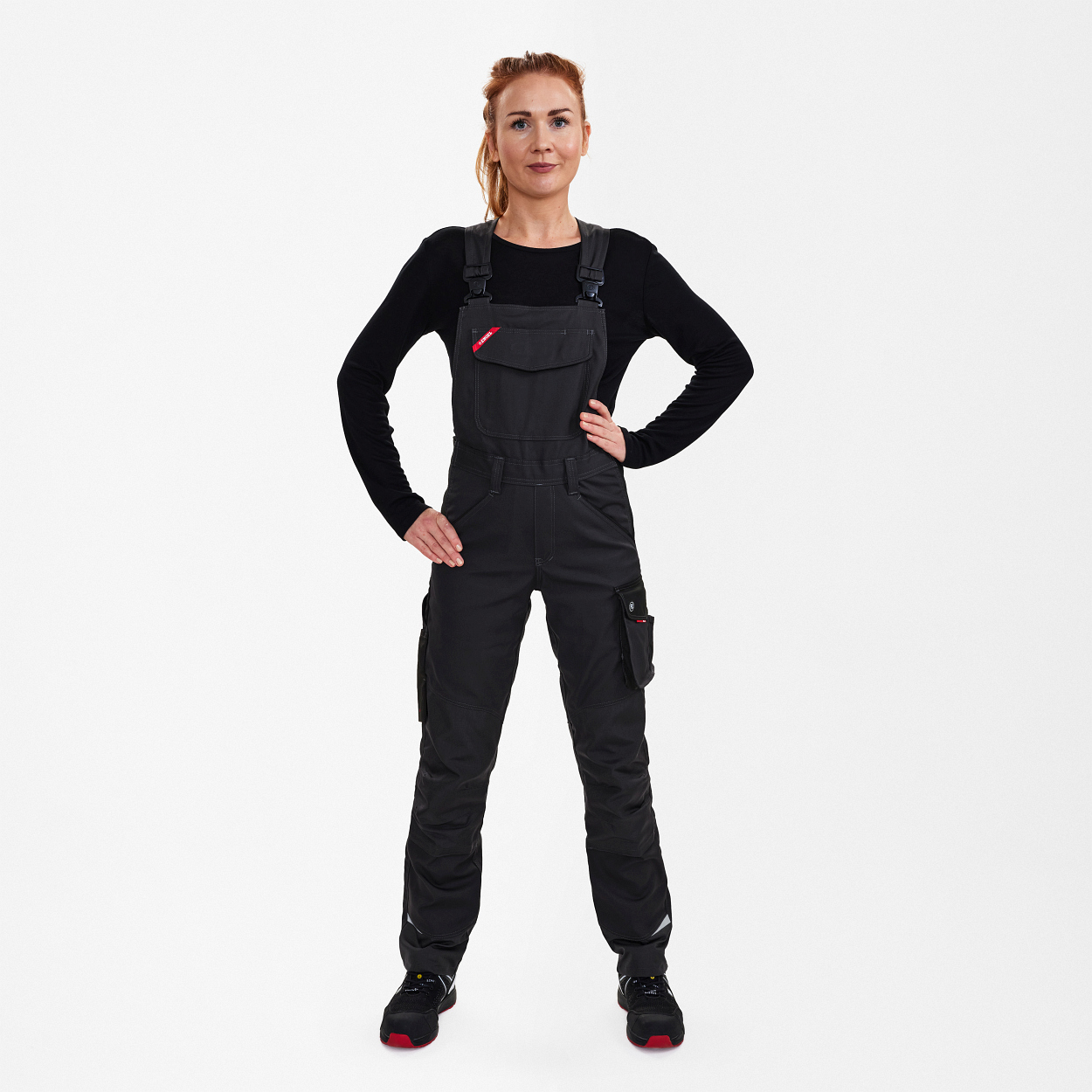 ENGEL Galaxy Damen Latzhose in Anthrazitgrau/Schwarz, Größe 48