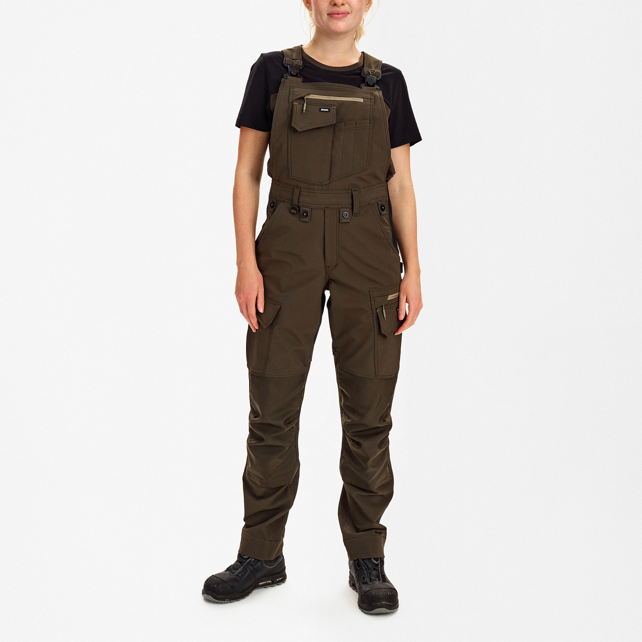 ENGEL Entire Damen Latzhose mit 4-Wege-Stretch in Forest Green/Schwarz, Größe 48