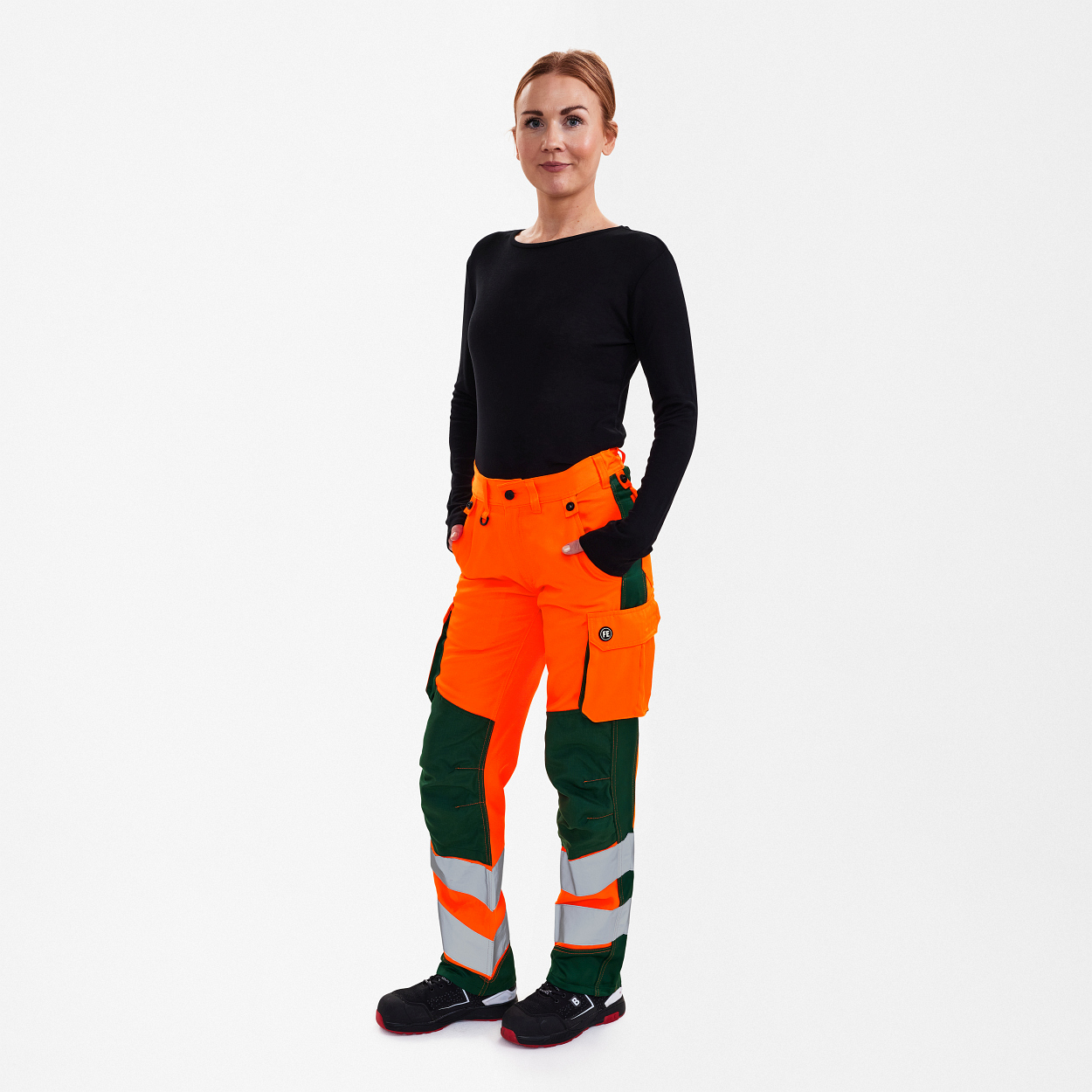 ENGEL Safety Light Damenhose in Orange/Grün, Größe 48