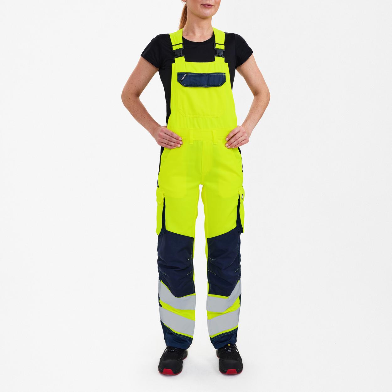 ENGEL Safety Light Damen Latzhose in Gelb/Blue Ink, Größe 48