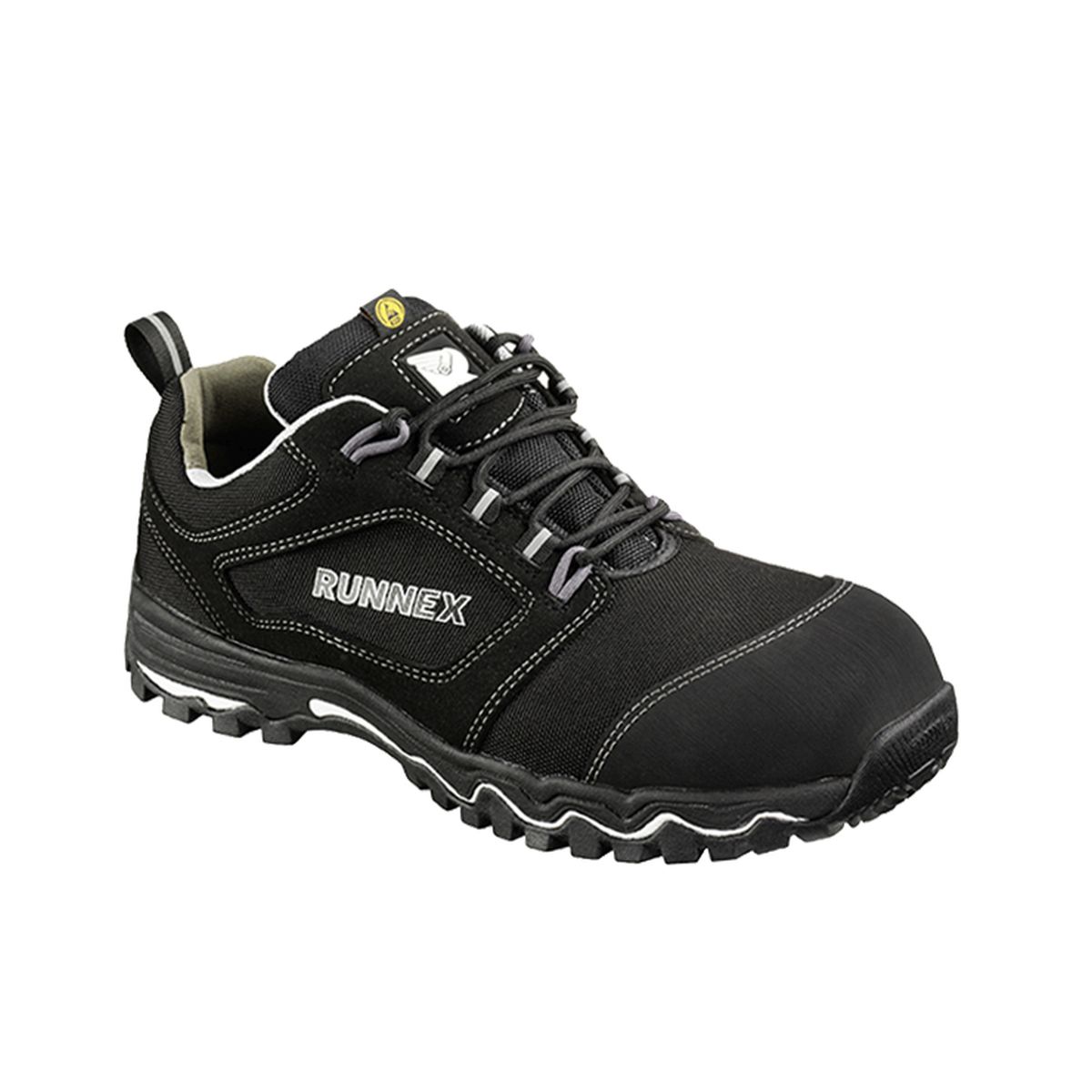 RUNNEX® S3-ESD-Sicherheitshalbschuhe LightStar in Schwarz / Weiß / Grau, Gr. 48