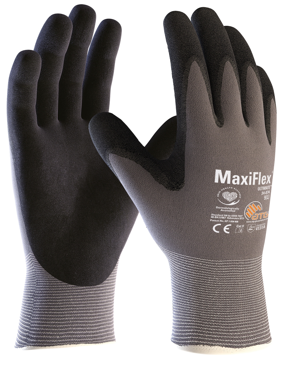 MaxiFlex® Ultimate™ Nylon-Strickhandschuhe (34-874) in Grau, Größe 10