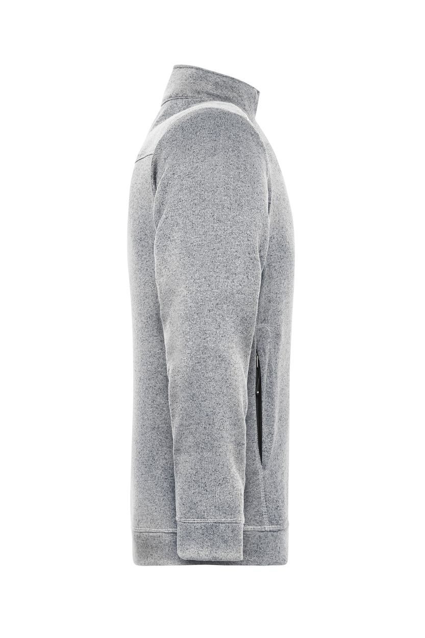 Men's Knitted Workwear Fleece Jacket - SOLID - "JN898" in White-Melange/Carbon, Größe 6XL - Daiber