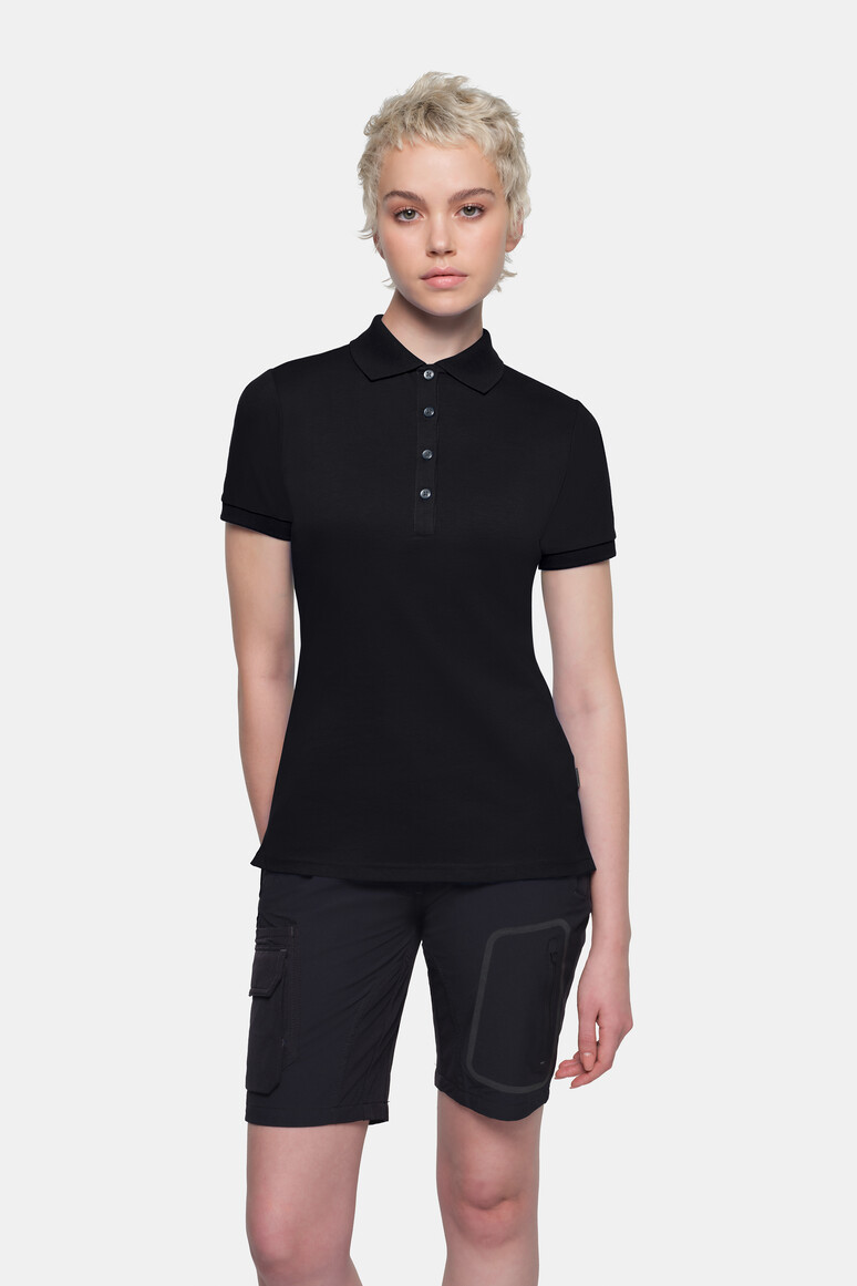 HAKRO 214 COTTON TEC® Damen Poloshirt in Schwarz, Größe 3XL