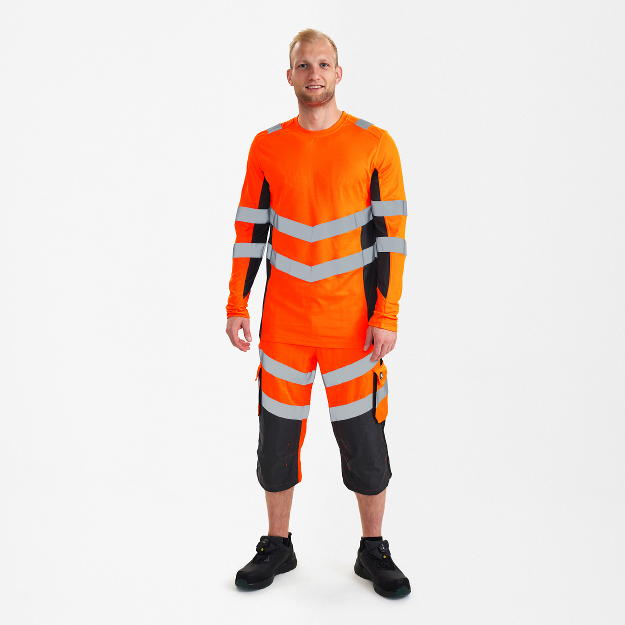 ENGEL Safety Langarm-Shirt in Orange/Anthrazit Grau, Größe XS