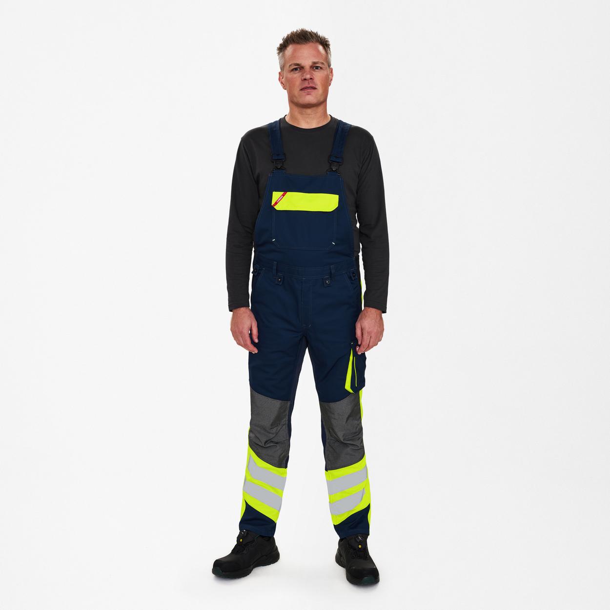 ENGEL Cargo Latzhose in Blue Ink/Gelb, Größe 106