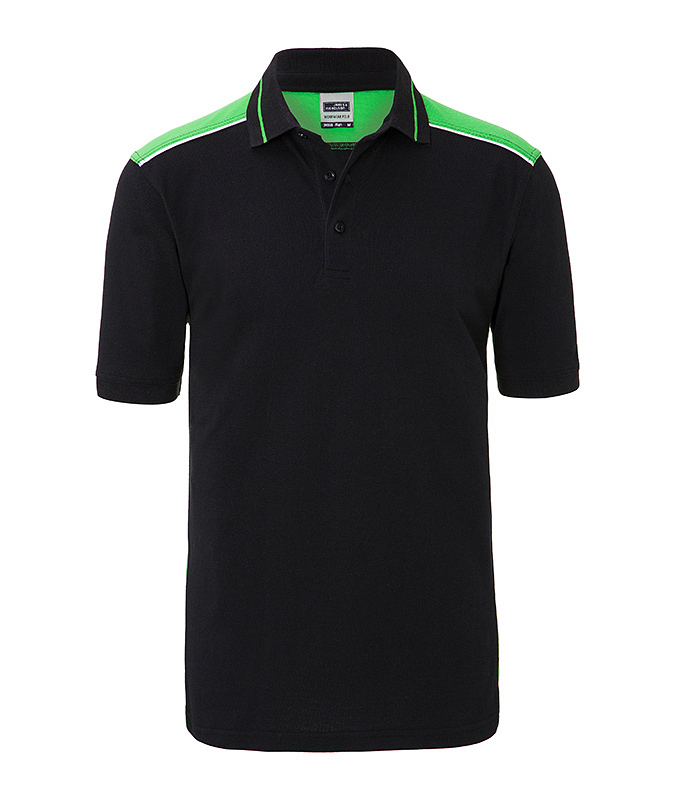 Men's Workwear Polo - COLOR - "JN858" in Black/Lime-Green, Größe 6XL - Daiber