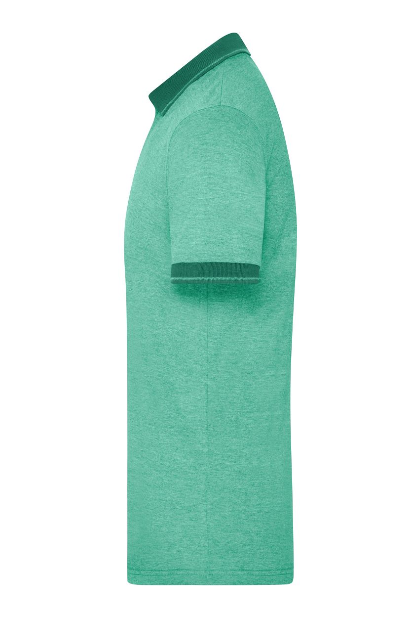 Men's Heather Polo "JN706" in Green-Melange/Dark-Green, Größe 3XL - Daiber