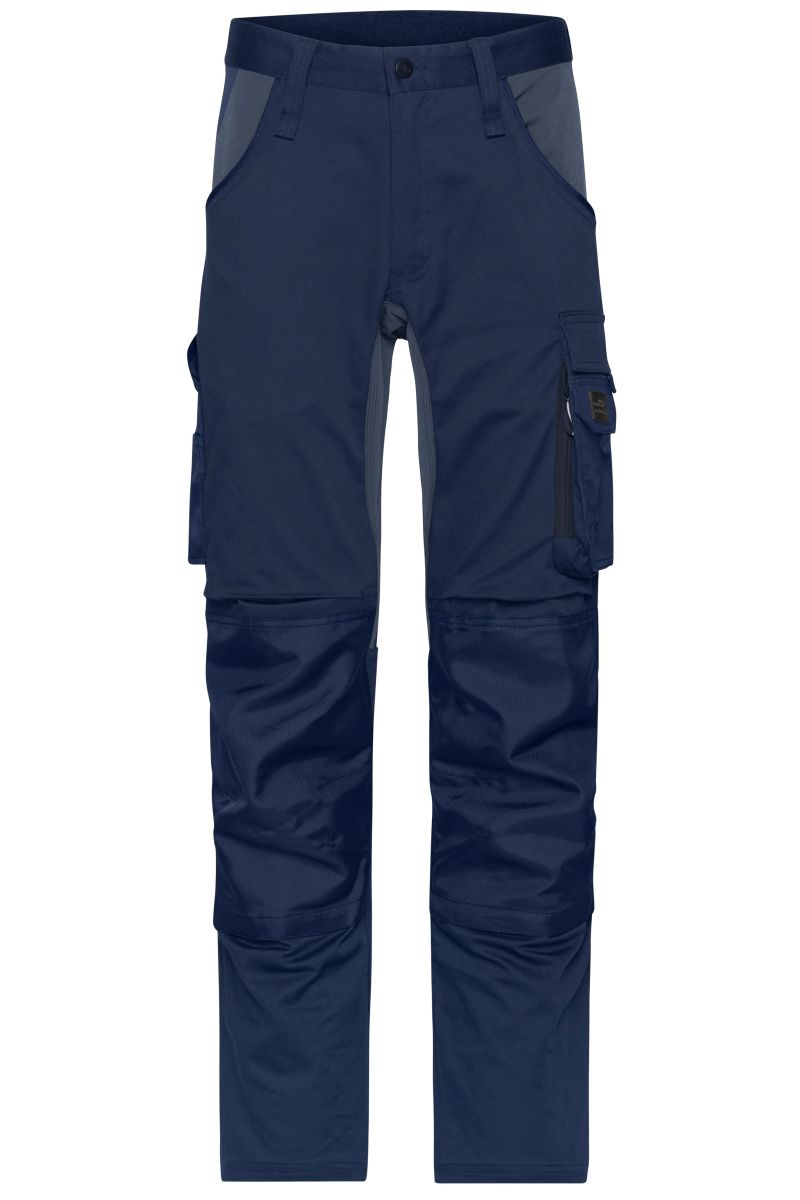 JN1812 Workwear Stretch-Hose Slim Line in Navy / Carbon, Größe 94 von James & Nicholson