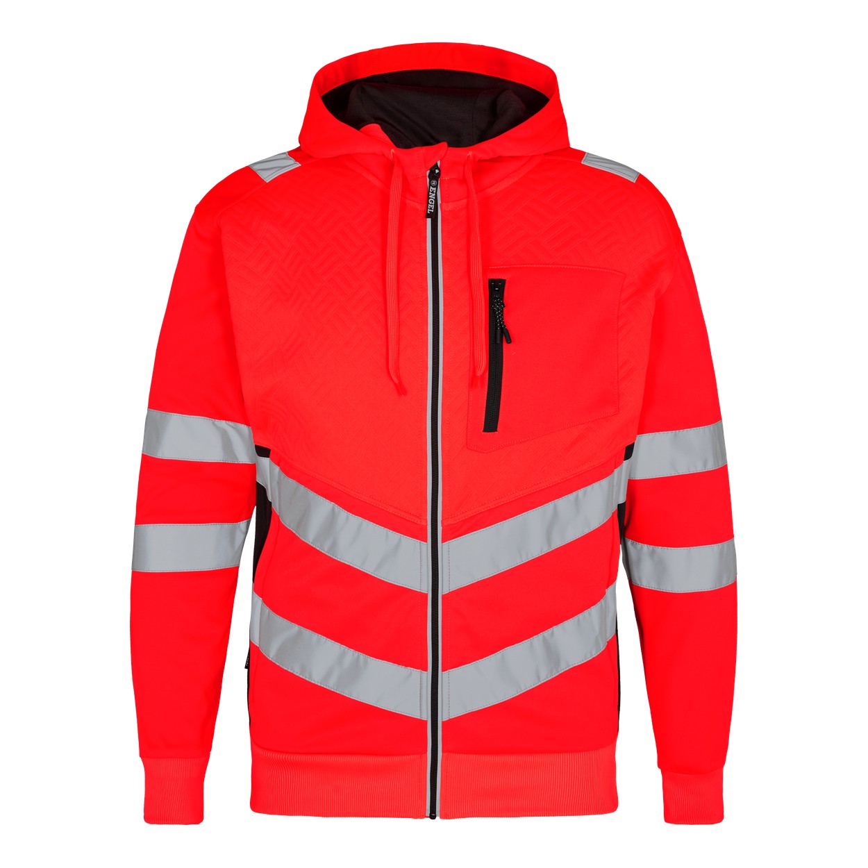 ENGEL Safety Sweatcardigan in Rot/Schwarz, Größe XS