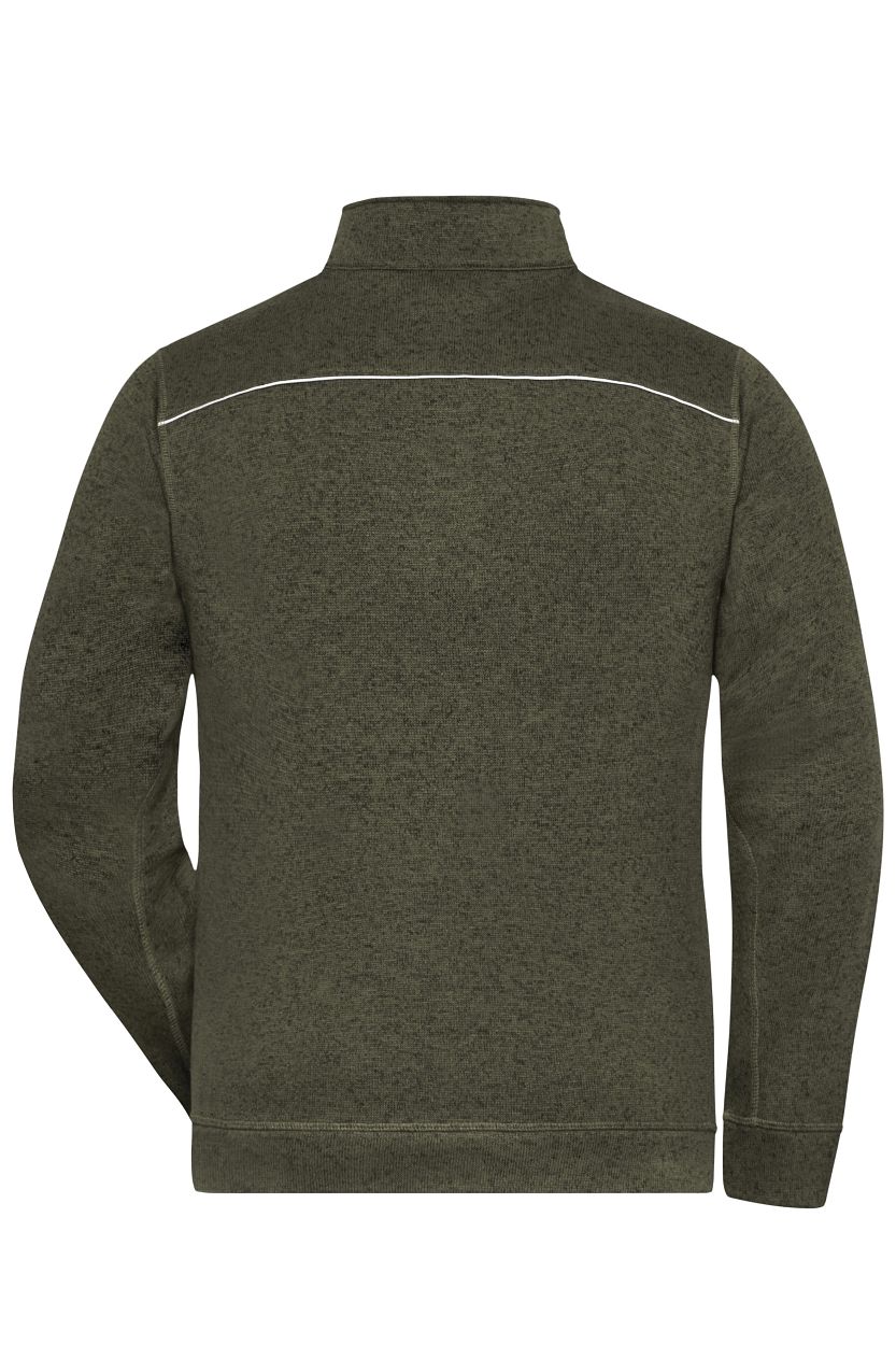 Men's Knitted Workwear Fleece Jacket - SOLID - "JN898" in Olive-Melange/Black, Größe 6XL - Daiber