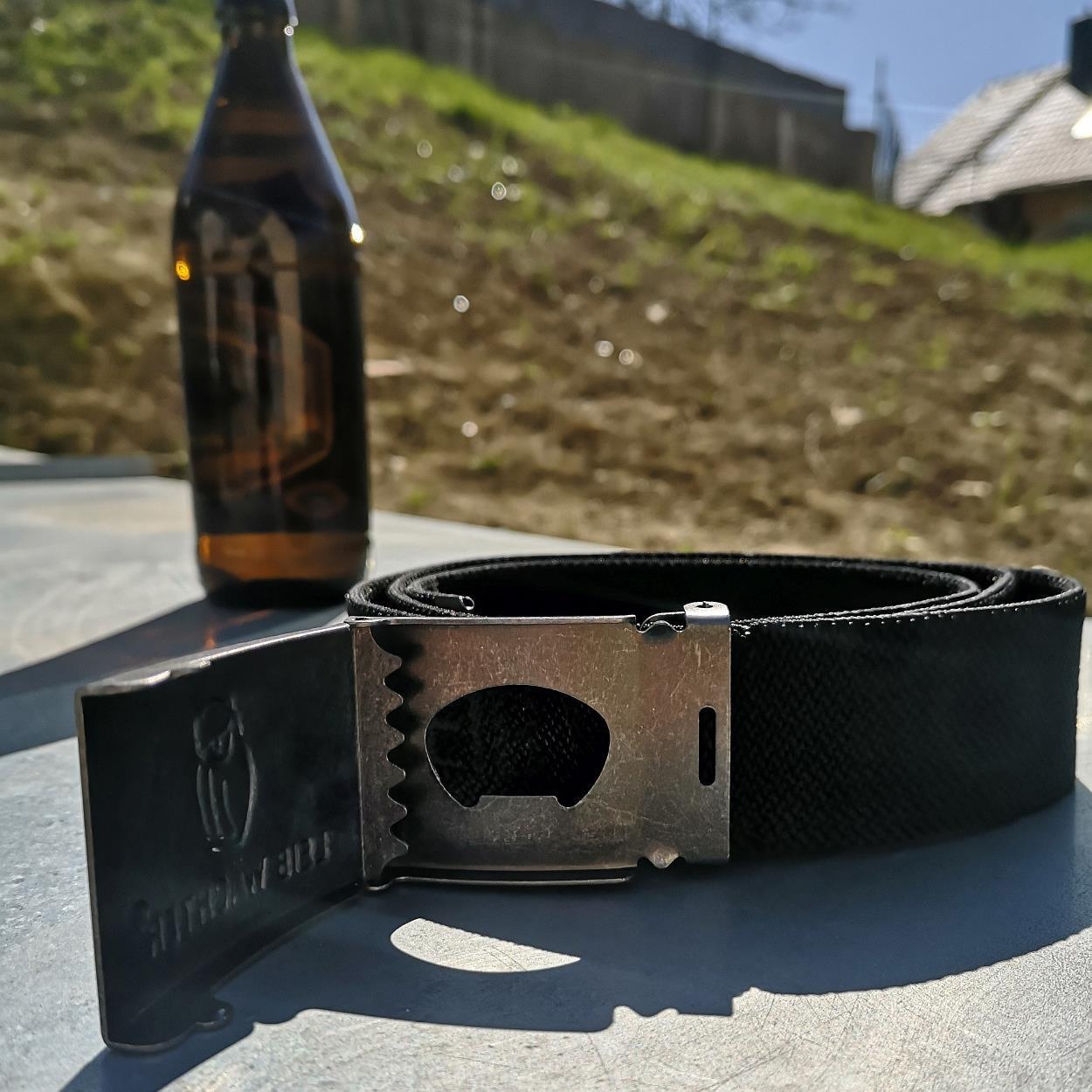 Stretchbandgürtel Schwarz mit Metallkoppel FLEXG70 Länge 90 cm von Leibwächter