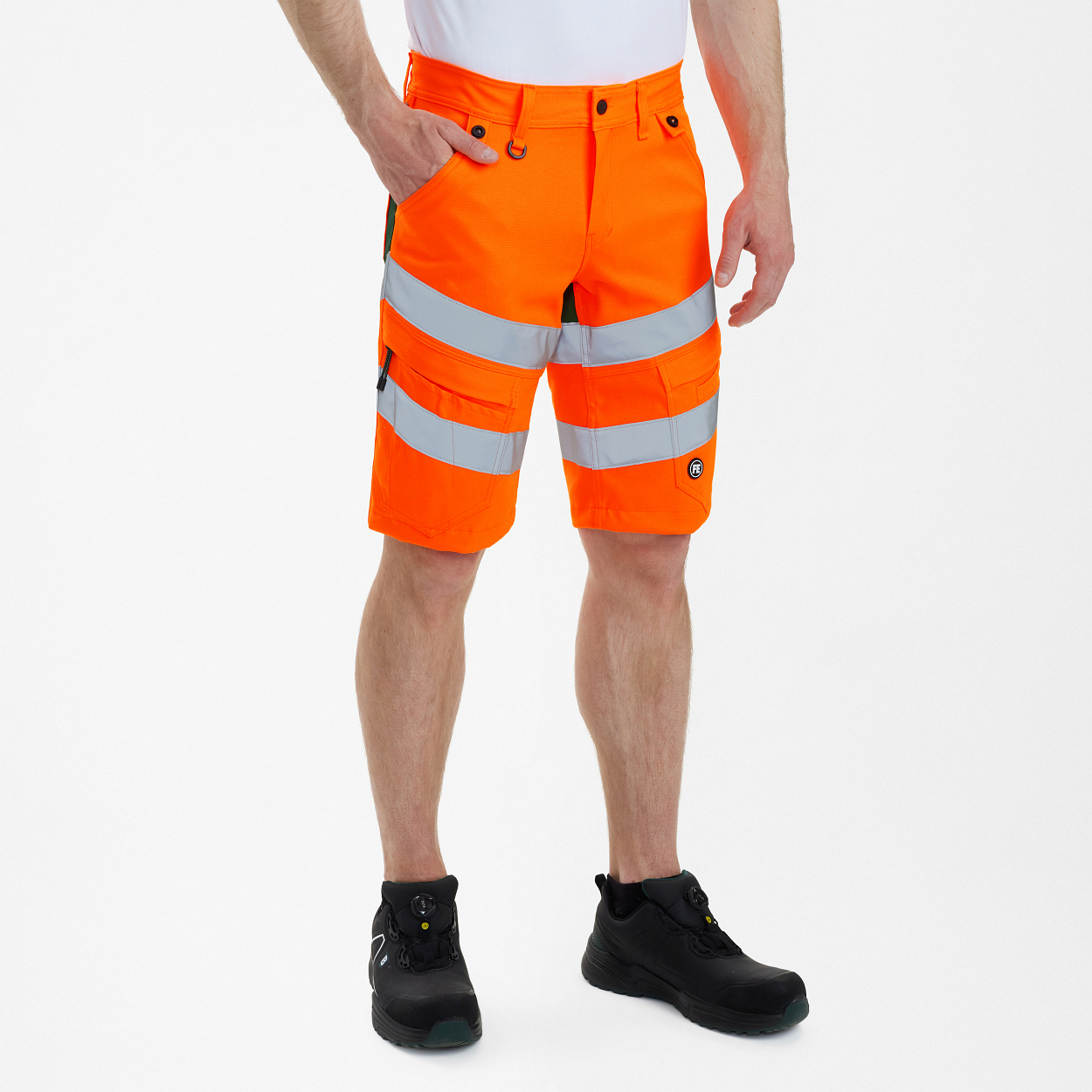 ENGEL Safety Arbeitsshorts mit 2-Wege-Stretch in Orange/Grün, Größe 54