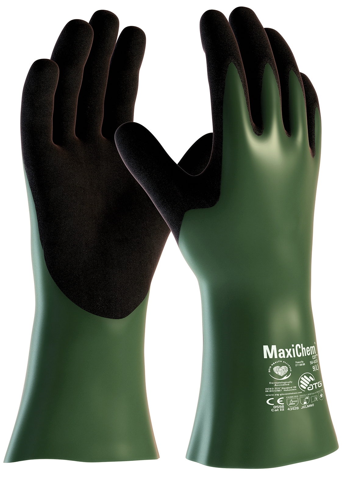 MaxiChem® Cut™ Chemikalienschutz-Handschuhe (56-633) in Grün, Größe 9