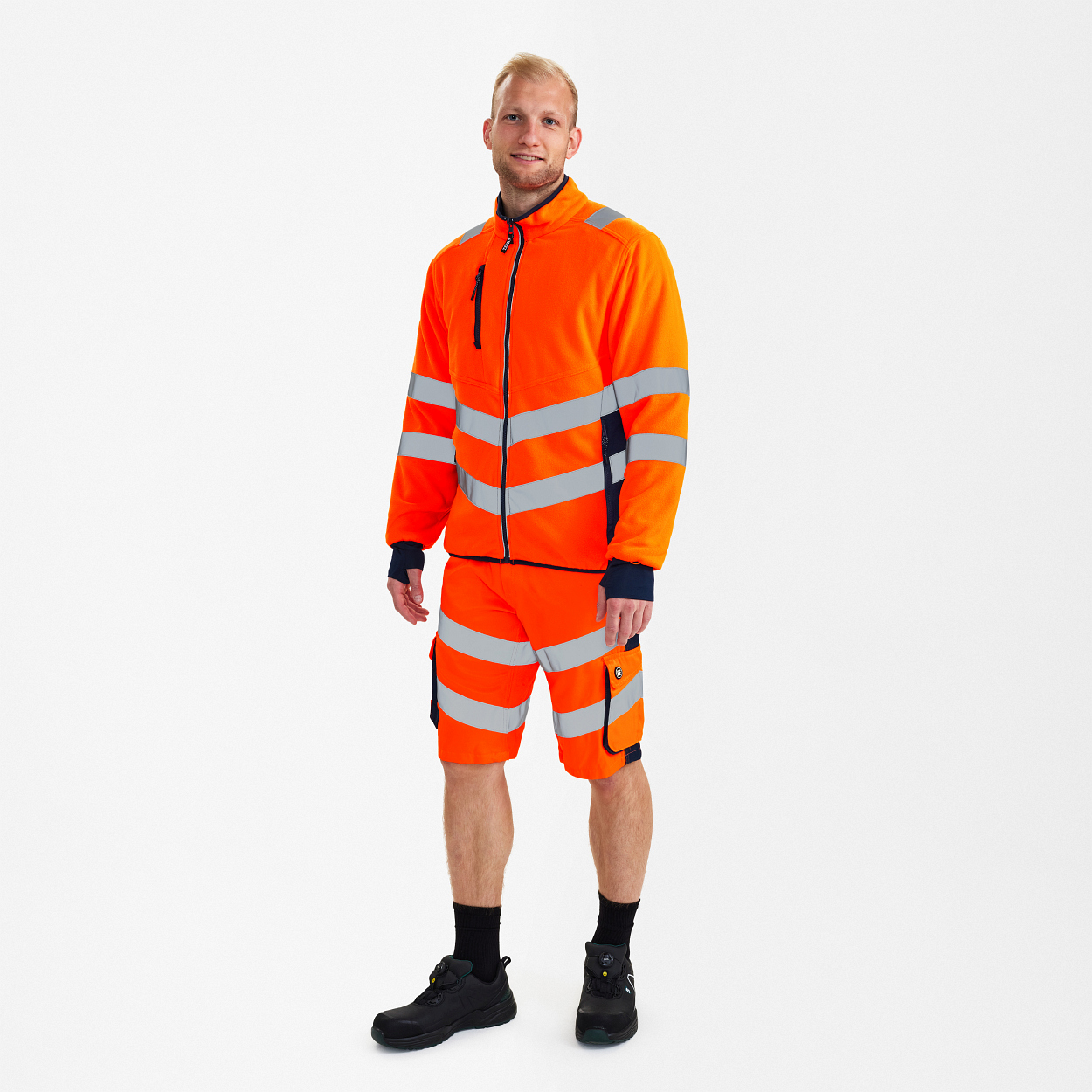 ENGEL Safety Fleecejacke in Orange/Blue ink, Größe XS
