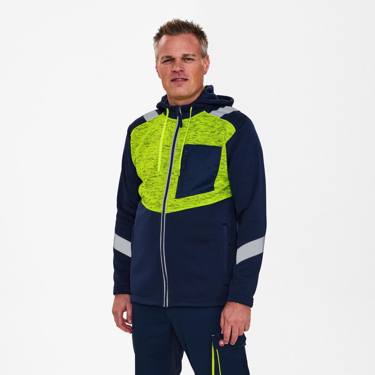 ENGEL Cargo Strickcardigan in Blue Ink/Gelb, Größe XS