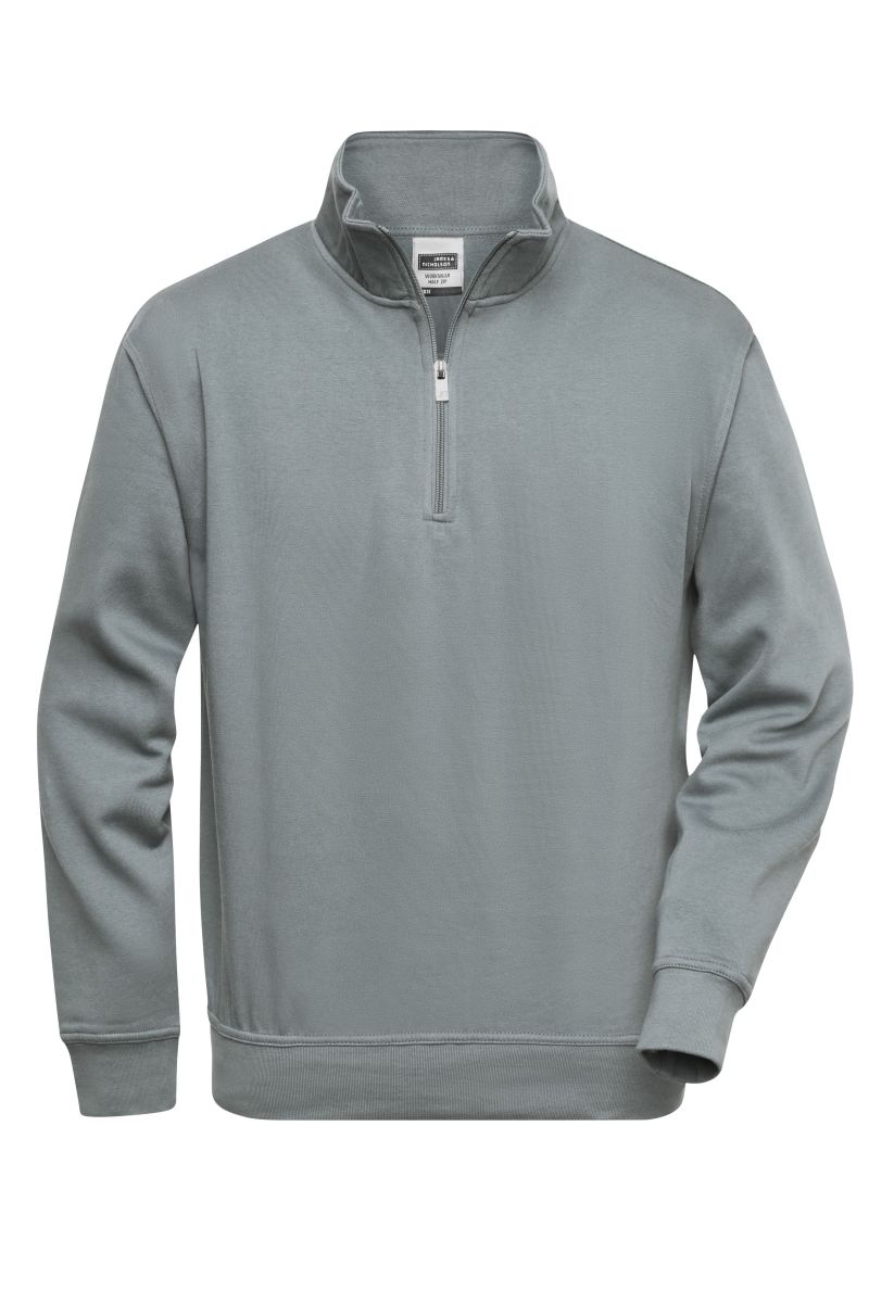 JN831 Workwear Half Zip Sweat in Dark-Grey, Größe M von James & Nicholson JN831 Workwear Half Zip Sweat in Dark-Grey, Größe M von James & Nicholson