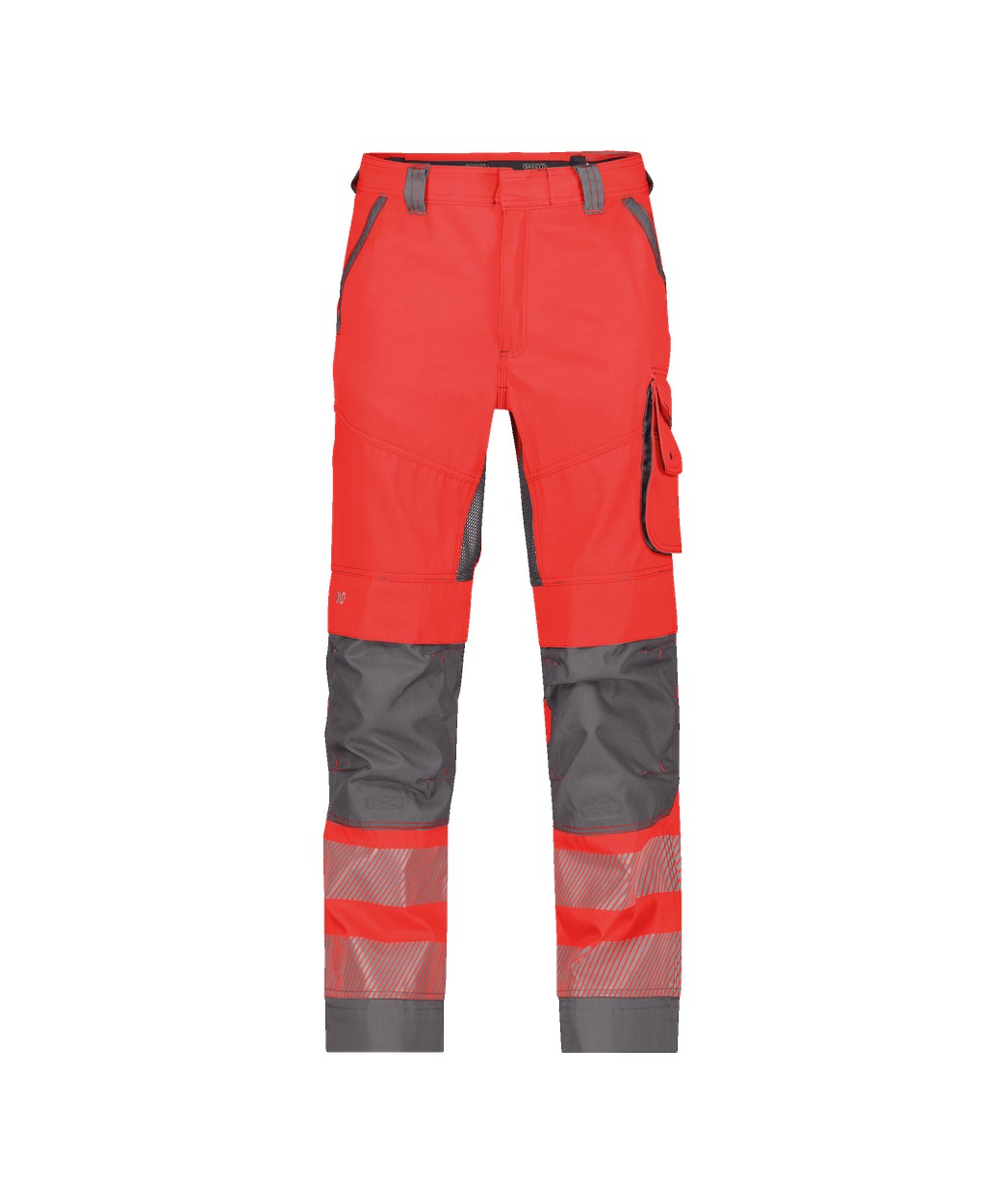 Sommer Warnschutzhose mit Kniepolstertaschen "DASSY® Odessa" in NEONROT/ZEMENTGRAU, Größe 58 - langer Schritt PESCO70