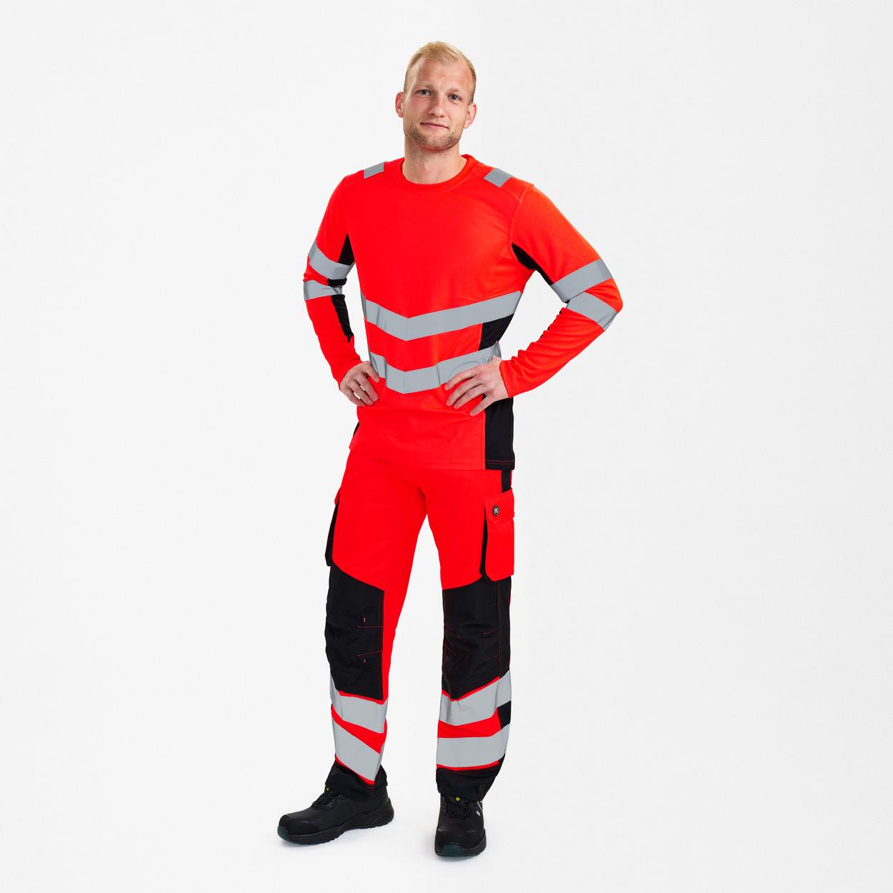 ENGEL Safety Langarm-Shirt in Rot/Schwarz, Größe XS