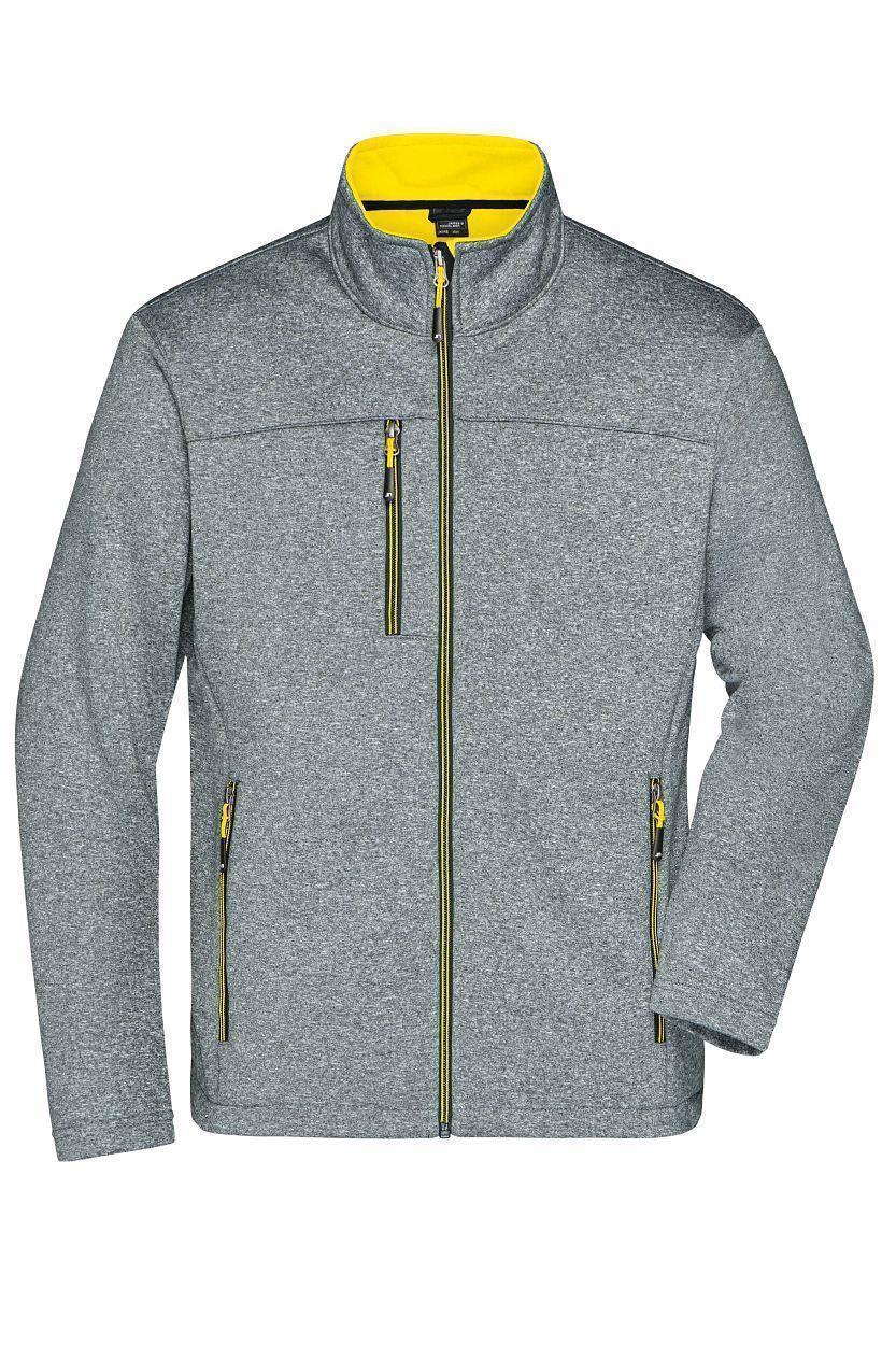 Men's Softshell Jacket "JN1148" in Dark-Melange/Yellow, Größe 3XL - Daiber