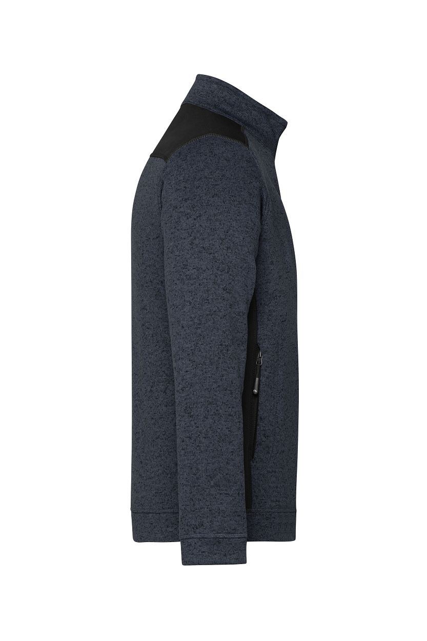 Men's Knitted Workwear Fleece Jacket - STRONG - "JN862" in Carbon-Melange/Black, Größe 6XL - Daiber