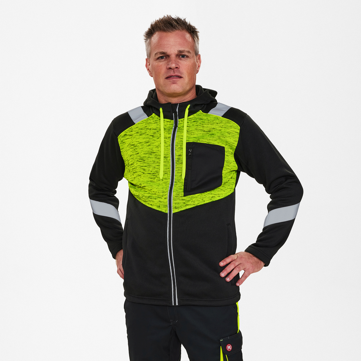 ENGEL Cargo Strickcardigan in Schwarz/Gelb, Größe XS