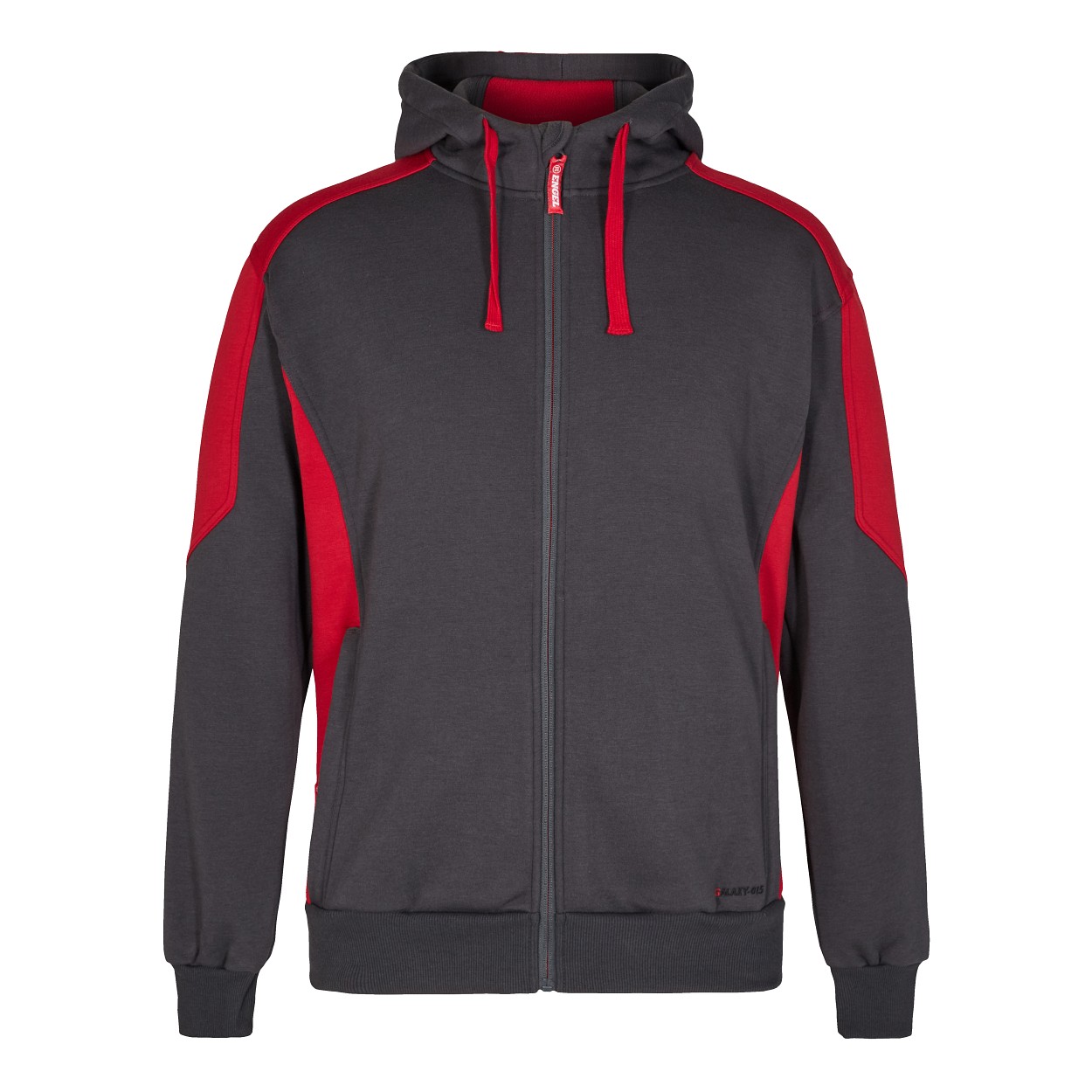 ENGEL Galaxy Sweatcardigan mit Kapuze in Anthrazit Grau/Tomato Red, Größe XS