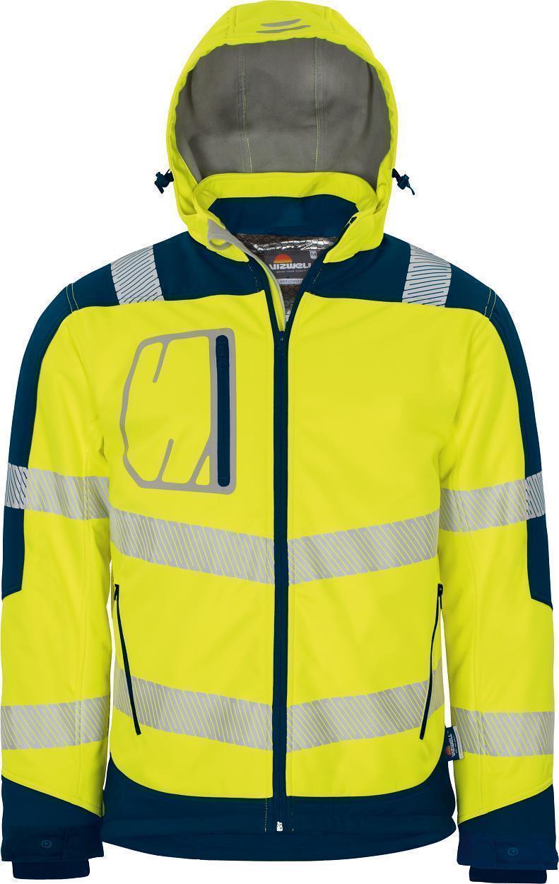 Winter-Kontrast-Softshelljacke leuchtgelb-marine in Gr. XXL von Vizwell