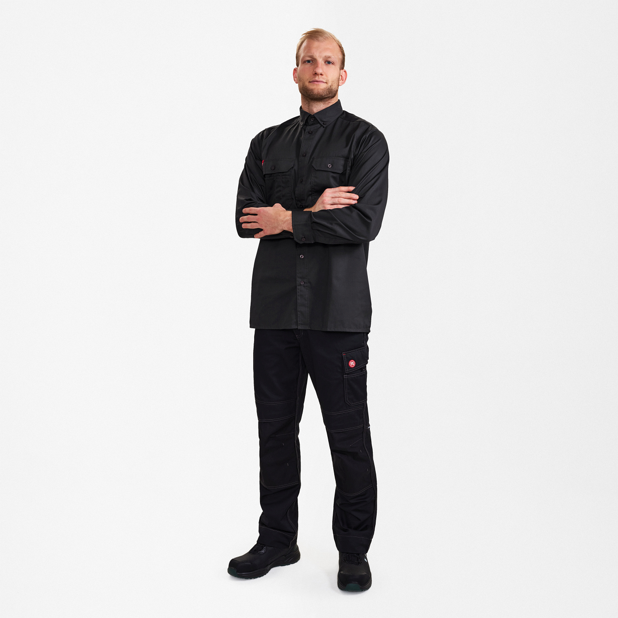 ENGEL Extend langärmliges Herrenhemd in Anthrazit Grau, Größe 43/44