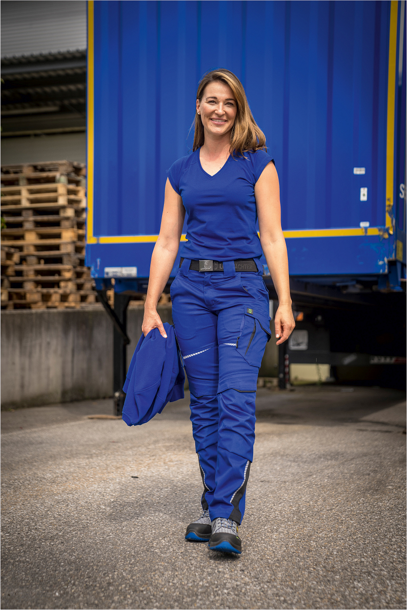Damen T-Shirt "Lisa" Flex Line Kornblau FLXDT, Gr. 36 von Leibwächter Damen-Bundhose Flex Line Kornblau/Schwarz FLXDH, Gr. 52 von Leibwächter