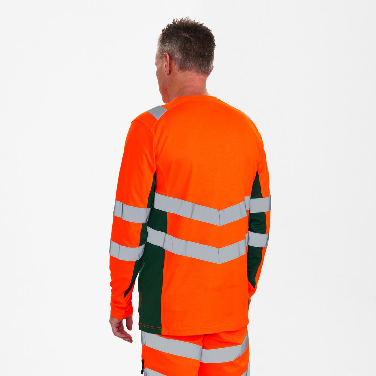 ENGEL Safety Langarm-Shirt in Orange/Grün, Größe XS