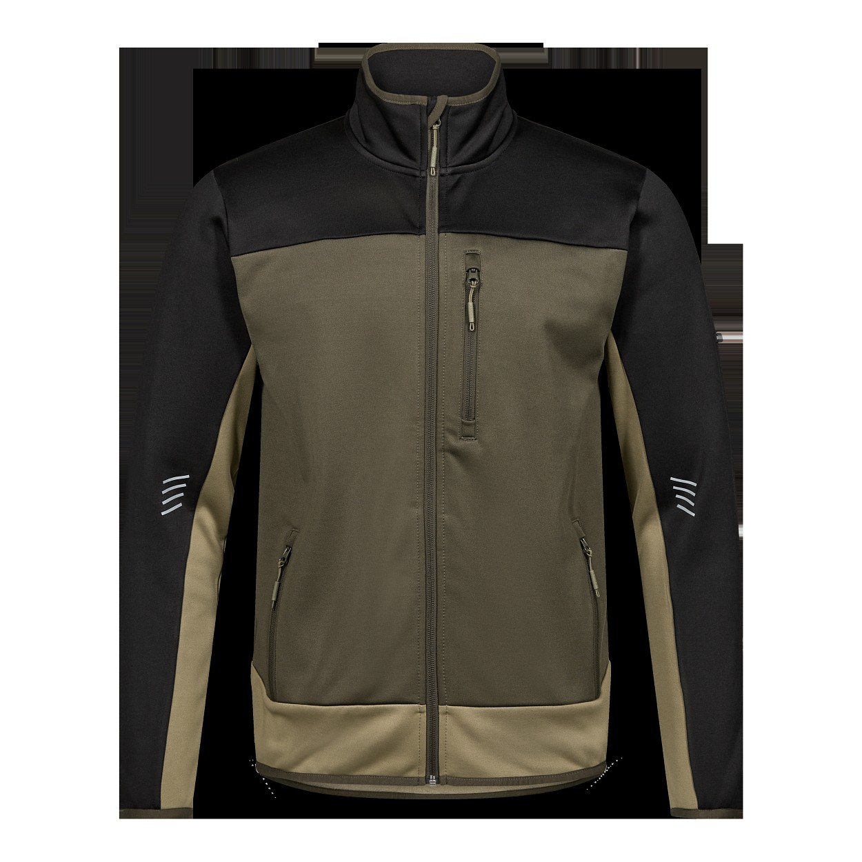 ENGEL Entire Midlayer-Cardigan in Forest Green/Schwarz, Größe XS